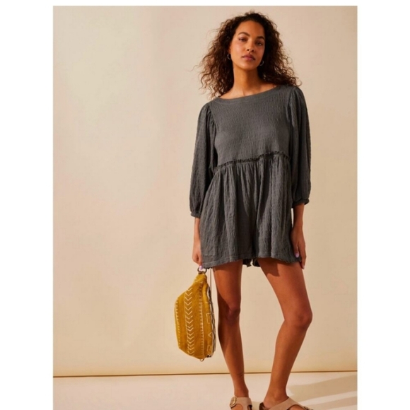 FREE PEOPLE BEACH Beyond Obsessed Gray Textured Oversized Dress Size XS - Picture 1 of 6